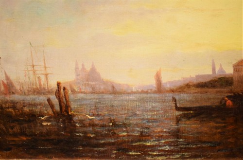 Tableaux et dessins Tableaux XIXe siècle - Venise, coucher du soleil sur la Lagune - Paul Gallard-Lepinay (1842-1885)